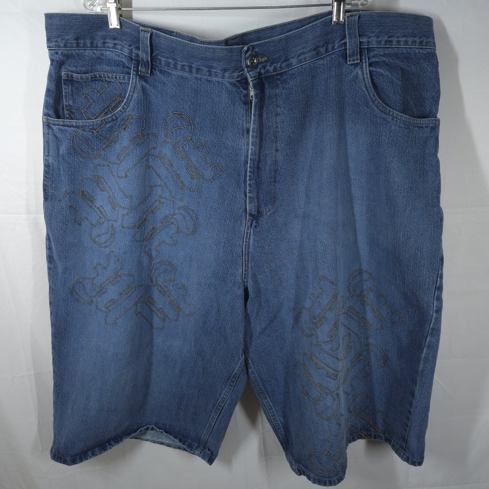 Vintage 90s Makaveli‎ Baggy Jean Shorts Mens W46 Blue Denim Tupac Hip-Hop